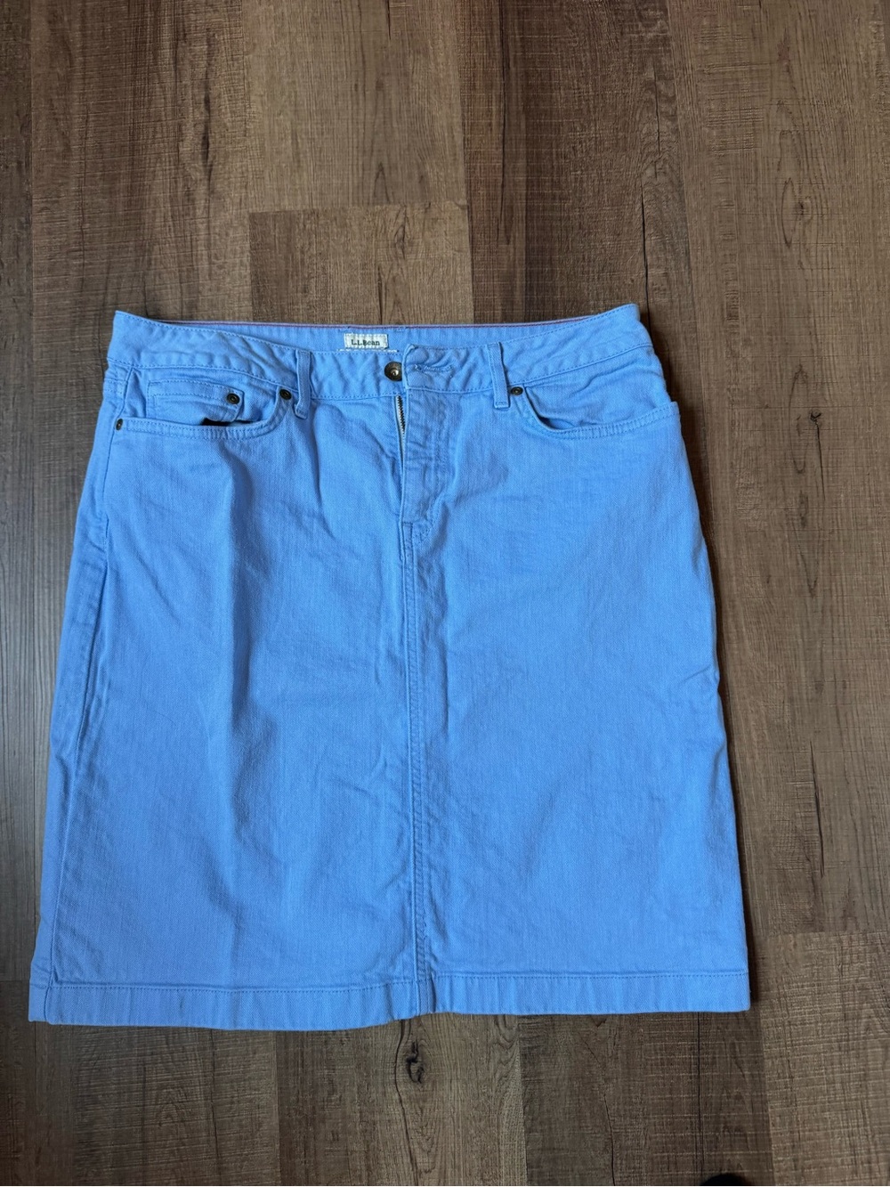 L.L. Bean Cotton Midi Skirt in Bright Blue